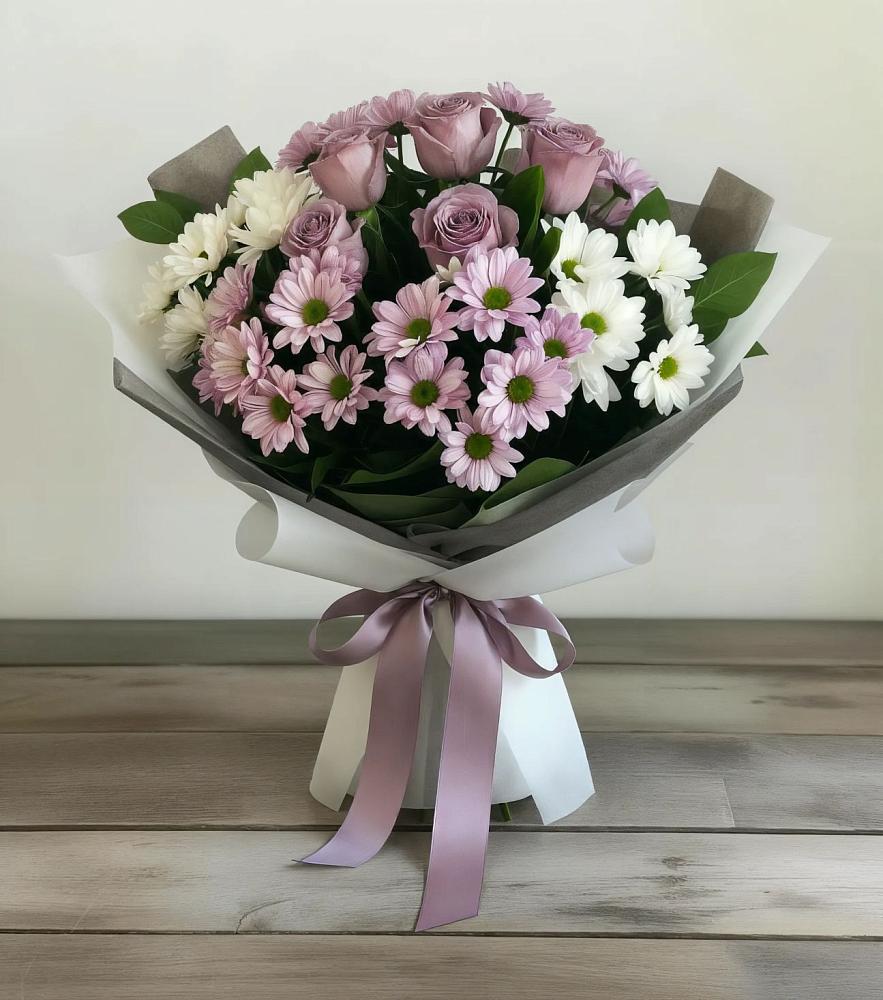 Букет цветов из: Хризантемы и Розы в Чагоде