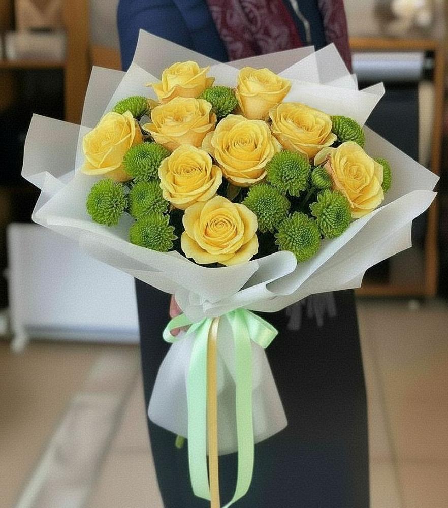 Букет цветов из: Хризантемы и Розы в Чагоде