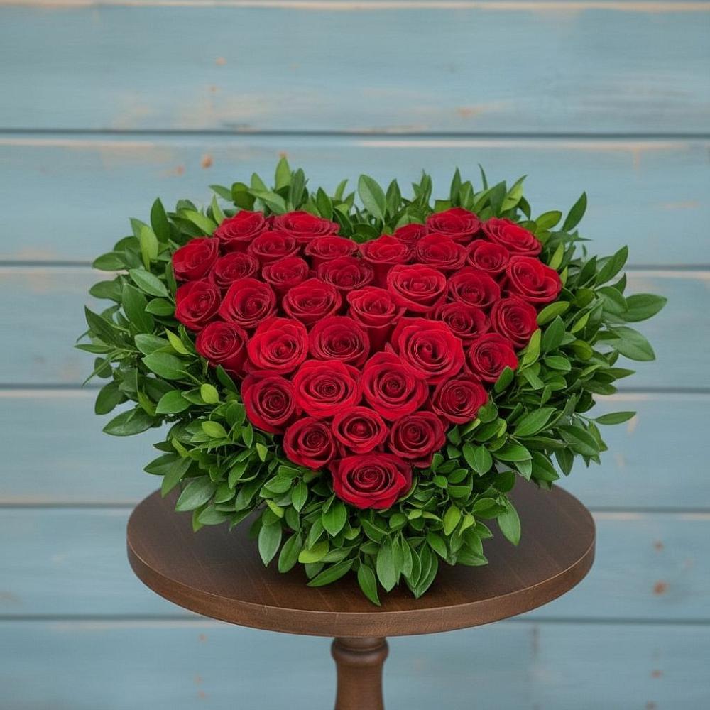 Цветочная композиция из Розы в виде сердца в Чагоде