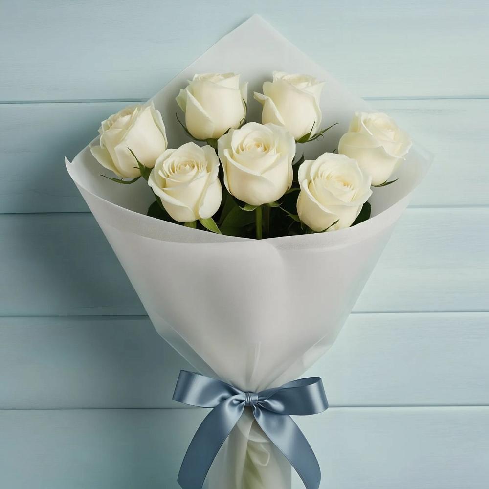 Букет 7 Белых роз Эдлесс Лав в Чагоде